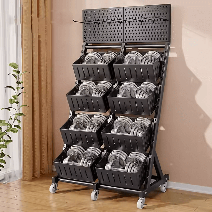Multifunction Moveable Supermarket Shelves Double Sides Gondola Shelf Mobile Fruit and Vegetable Plastic Displays Rack