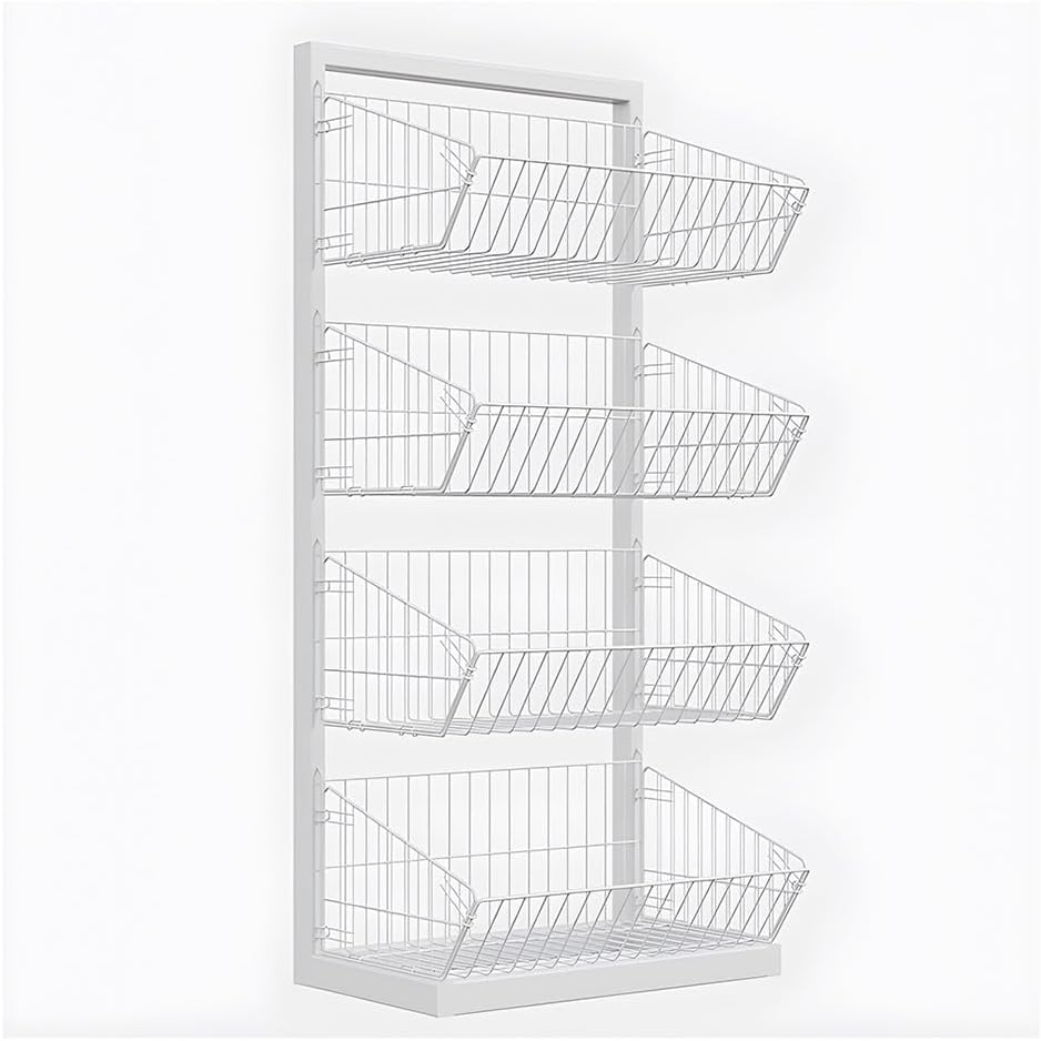 5 Tier Retail Snack Display Rack, Metal Supermarket Candy Display Shelf Cart with Wheels Snack Fruits Organizer