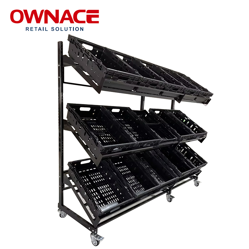 Single Sided Steel Customized Supermarket Shelves Display Retail Display Stand Fruits Vegetable Shelf Convenience Store Shelving