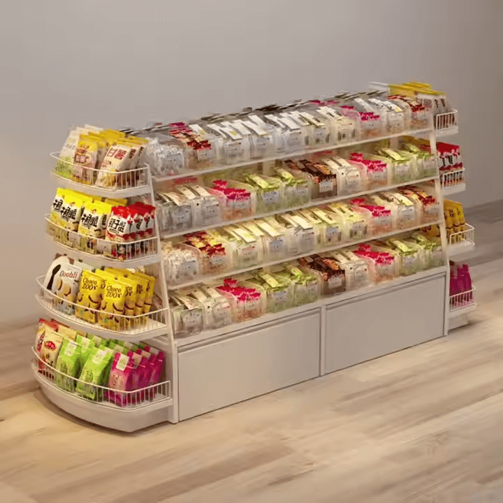 Wholesale Commercial Snack Display Stand Hot Sale Snack Display Stand Rack Customized Convenience Loose-packed Food Store Shelving Candy Display Rack With Acrylic Boxes