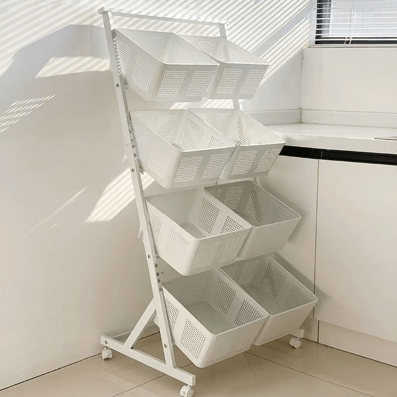 Kitchen Organization Storage Rack 4 Layer Foldable Expand Fruit and Vegetable Storage Rack Corner Movable Shelf