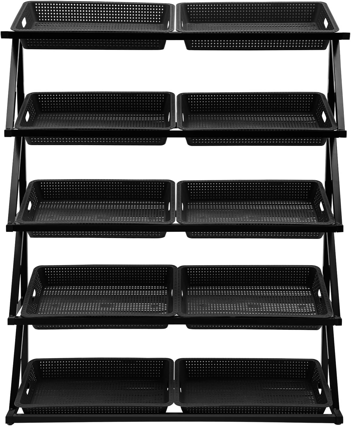 Supermarket Shelf Retail Shelves With Basket 5 Tier Grocery Store Fruit And Vegetables Display Stand