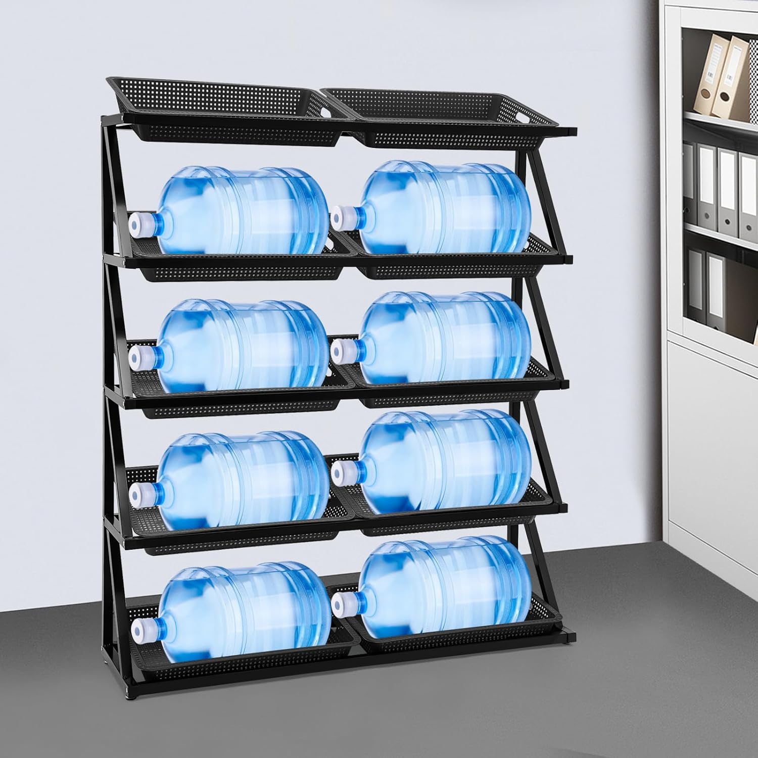 Steel Display Shelf 5 Layers Grocery Display Frame Rack with Basket