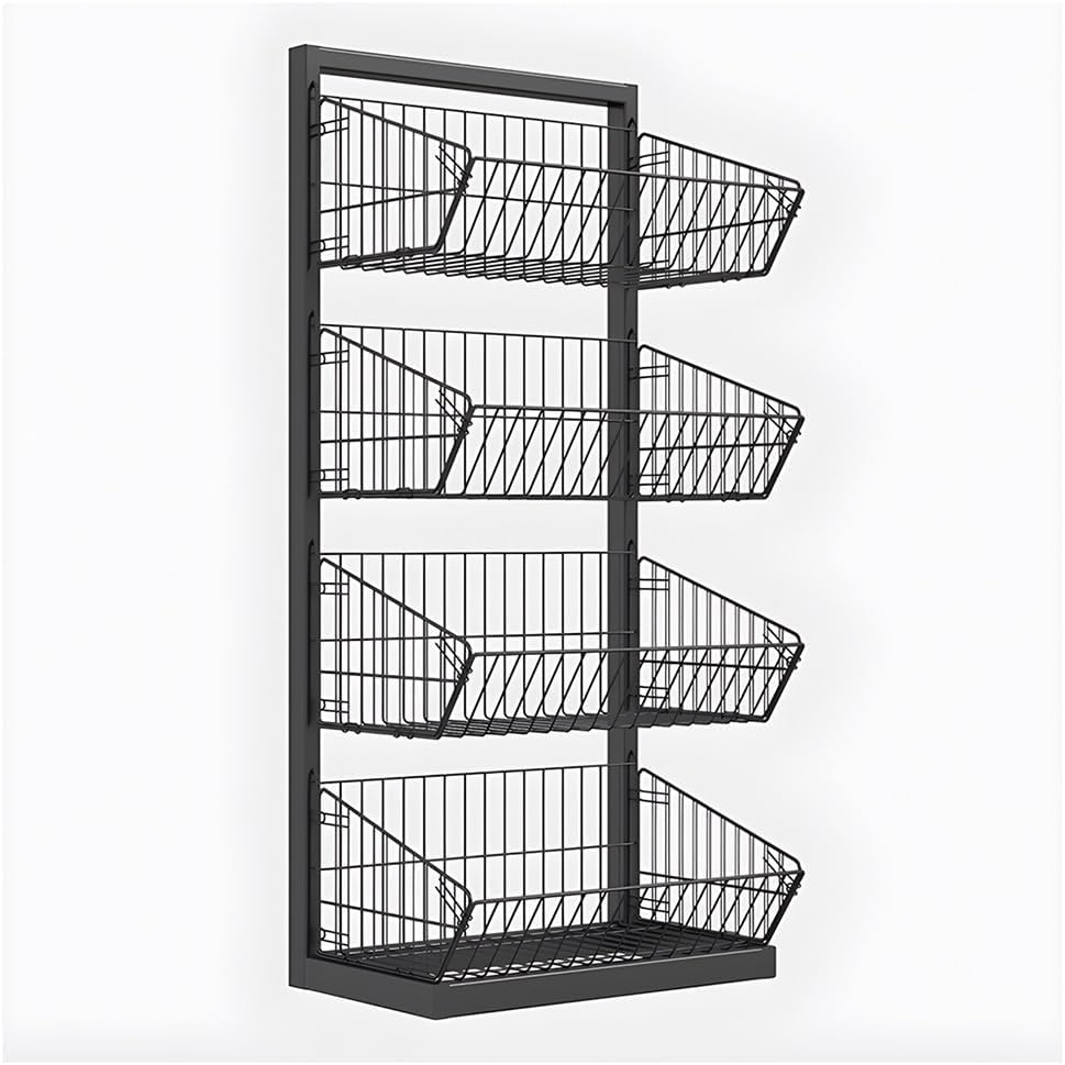 Candy Display Rack with Wheels, Black Retail Display Stand Snack Display Rack Organizer for Retail Stores Supermarket Kitchen Living Room Office