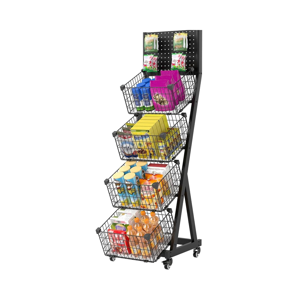 4-Tier Multifunction Adjustable Kitchen Food Fruit Vegetable Basket Cart Snack Rolling Cart With Wheels
