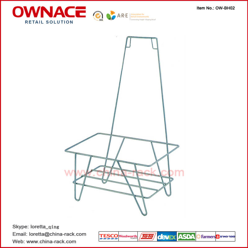 OW-BH02 Supermarket Shopping Basket Sign Holder, basket storage organizer Shelf