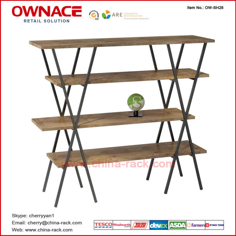 OW-SH28 Multifunction Wooden Art Design Furniture Display Shelf