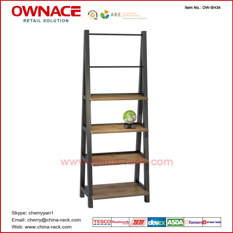 OW-SH34 Multifunction Wooden Art Design Furniture Display Shelf