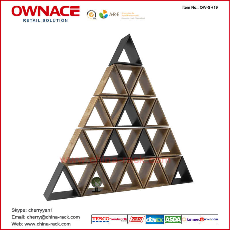 OW-SH19 Multifunction Wooden Art Design Furniture Display Shelf